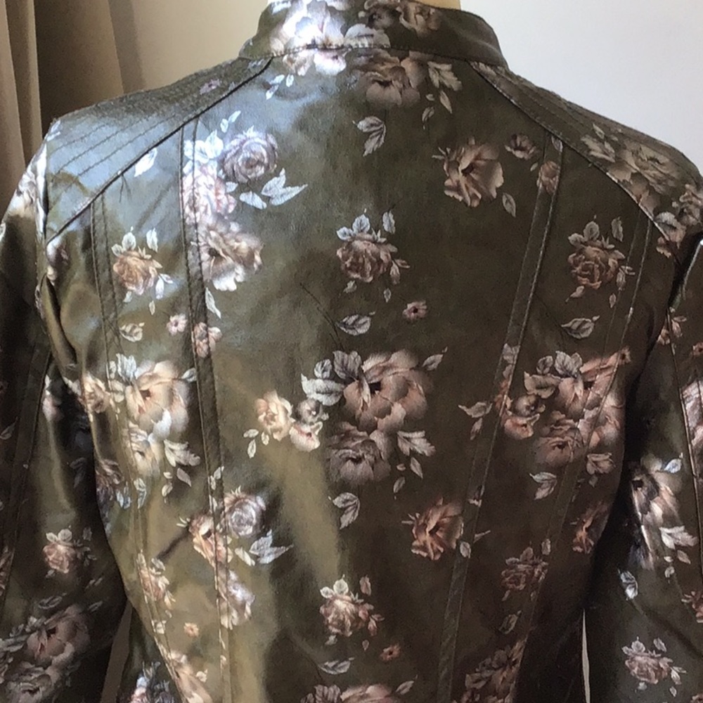 Vegan leather jacket size M green color - Picture 6 of 8